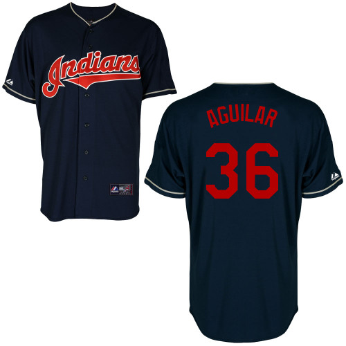 Jesus Aguilar #36 Youth Baseball Jersey-Cleveland Indians Authentic Alternate Navy Cool Base MLB Jersey